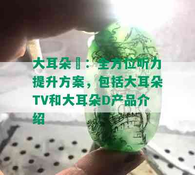 大耳朵瑄：全方位听力提升方案，包括大耳朵TV和大耳朵D产品介绍