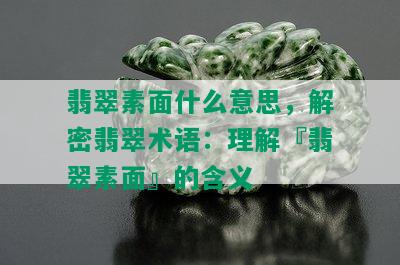 翡翠素面什么意思，解密翡翠术语：理解『翡翠素面』的含义