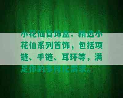 小花仙首饰盒：精选小花仙系列首饰，包括项链、手链、耳环等，满足你的多样化需求。