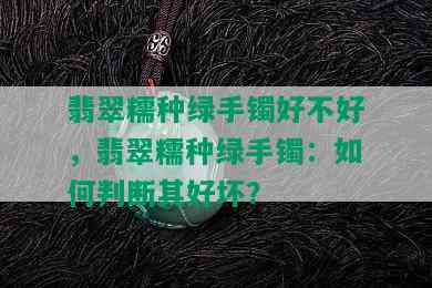 翡翠糯种绿手镯好不好，翡翠糯种绿手镯：如何判断其好坏？