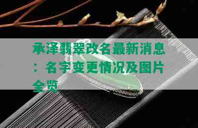 承泽翡翠改名最新消息：名字变更情况及图片全览