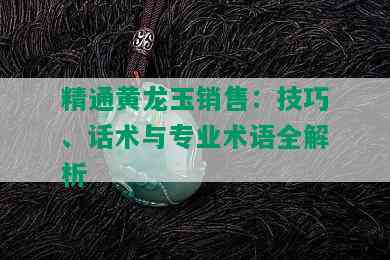 精通黄龙玉销售：技巧、话术与专业术语全解析