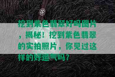 挖到紫色翡翠好吗图片，揭秘！挖到紫色翡翠的实拍照片，你见过这样的好运气吗？