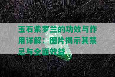 玉石紫罗兰的功效与作用详解：图片揭示其禁忌与全面效益