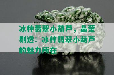 冰种翡翠小葫芦，晶莹剔透：冰种翡翠小葫芦的魅力所在