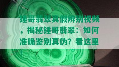 锤哥翡翠真假辨别视频，揭秘锤哥翡翠：如何准确鉴别真伪？看这里！