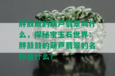 胖鼓鼓的葫芦翡翠叫什么，探秘宝玉石世界：胖鼓鼓的葫芦翡翠的名称是什么？