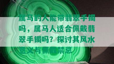 属马的人能带翡翠手镯吗，属马人适合佩戴翡翠手镯吗？探讨其风水意义与佩戴禁忌