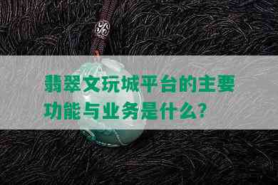 翡翠文玩城平台的主要功能与业务是什么？