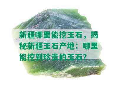 新疆哪里能挖玉石，揭秘新疆玉石产地：哪里能挖到珍贵的玉石？