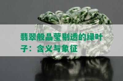 翡翠般晶莹剔透的绿叶子：含义与象征