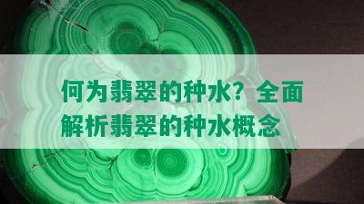 何为翡翠的种水？全面解析翡翠的种水概念