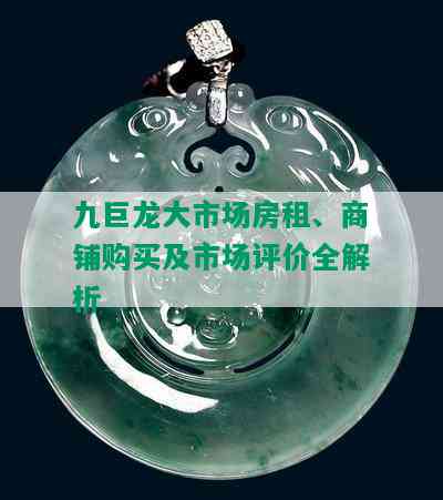 九巨龙大市场房租、商铺购买及市场评价全解析