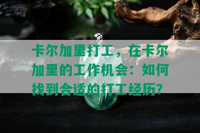 卡尔加里打工，在卡尔加里的工作机会：如何找到合适的打工经历？