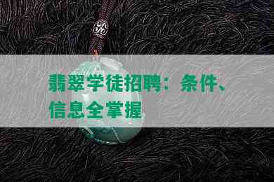 翡翠学徒招聘：条件、信息全掌握