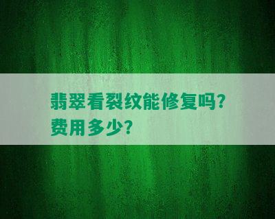 翡翠看裂纹能修复吗？费用多少？