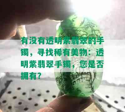 有没有透明紫翡翠的手镯，寻找稀有美物：透明紫翡翠手镯，您是否拥有？