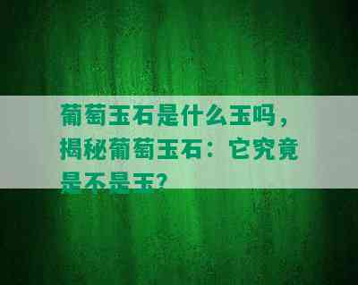 葡萄玉石是什么玉吗，揭秘葡萄玉石：它究竟是不是玉？