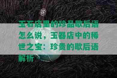 玉石店里的珍品歇后语怎么说，玉器店中的稀世之宝：珍贵的歇后语解析