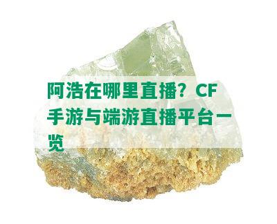 阿浩在哪里直播？CF手游与端游直播平台一览