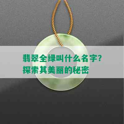 翡翠全绿叫什么名字？探索其美丽的秘密