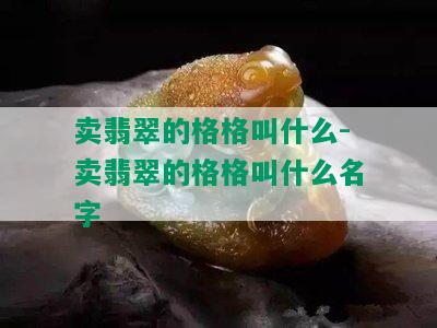 卖翡翠的格格叫什么-卖翡翠的格格叫什么名字