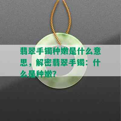 翡翠手镯种嫩是什么意思，解密翡翠手镯：什么是种嫩？