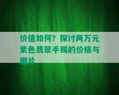 价值如何？探讨两万元紫色翡翠手镯的价格与图片