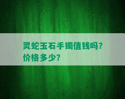 灵蛇玉石手镯值钱吗？价格多少？