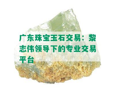 广东珠宝玉石交易：黎志伟领导下的专业交易平台