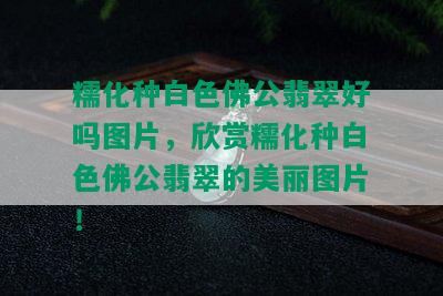 糯化种白色佛公翡翠好吗图片，欣赏糯化种白色佛公翡翠的美丽图片！