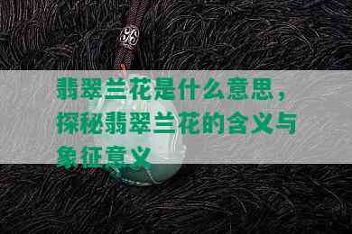 翡翠兰花是什么意思，探秘翡翠兰花的含义与象征意义