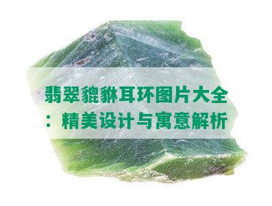 翡翠貔貅耳环图片大全：精美设计与寓意解析