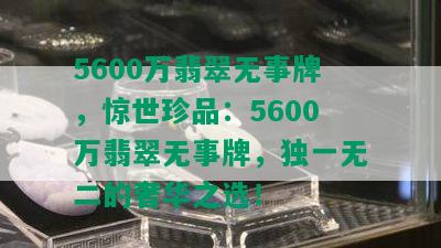 5600万翡翠无事牌，惊世珍品：5600万翡翠无事牌，独一无二的奢华之选！