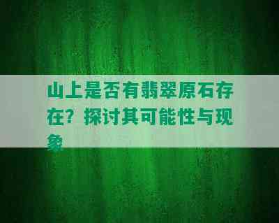 山上是否有翡翠原石存在？探讨其可能性与现象