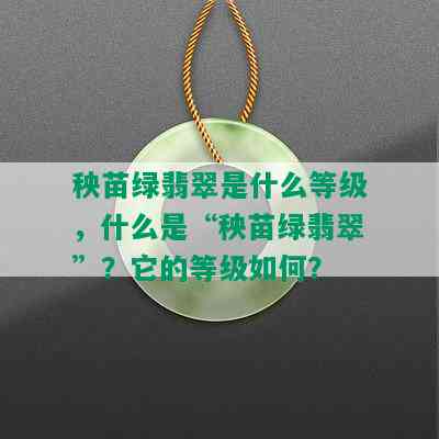 秧苗绿翡翠是什么等级，什么是“秧苗绿翡翠”？它的等级如何？