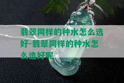 翡翠同样的种水怎么选好-翡翠同样的种水怎么选好呢