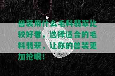 兽装用什么毛料翡翠比较好看，选择适合的毛料翡翠，让你的兽装更加抢眼！