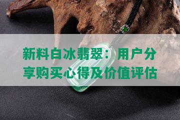 新料白冰翡翠：用户分享购买心得及价值评估