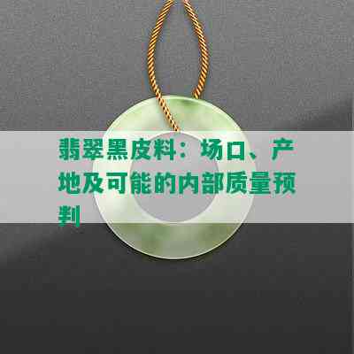 翡翠黑皮料：场口、产地及可能的内部质量预判