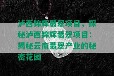 泸西锦辉翡翠项目，探秘泸西锦辉翡翠项目：揭秘云南翡翠产业的秘密花园