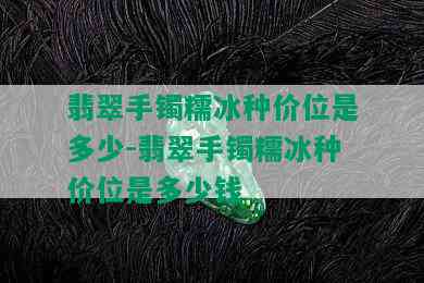 翡翠手镯糯冰种价位是多少-翡翠手镯糯冰种价位是多少钱