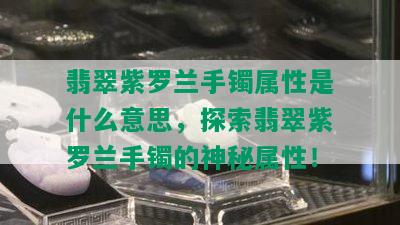 翡翠紫罗兰手镯属性是什么意思，探索翡翠紫罗兰手镯的神秘属性！