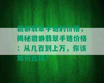 貔貅翡翠手链的价格，揭秘貔貅翡翠手链价格：从几百到上万，你该如何选择？