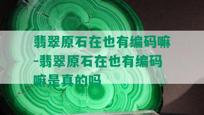 翡翠原石在也有编码嘛-翡翠原石在也有编码嘛是真的吗