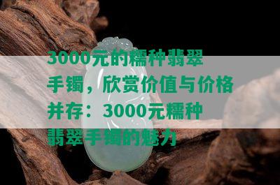 3000元的糯种翡翠手镯，欣赏价值与价格并存：3000元糯种翡翠手镯的魅力