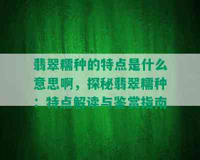 翡翠糯种的特点是什么意思啊，探秘翡翠糯种：特点解读与鉴赏指南