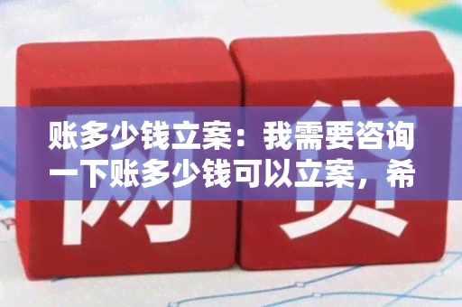 账多少钱立案：我需要咨询一下账多少钱可以立案，希望能得到专业的法律建议。