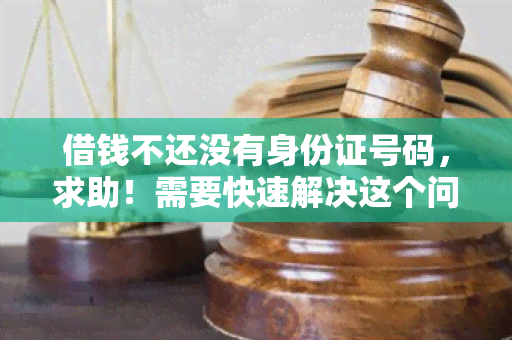 借钱不还没有身份证号码，求助！需要快速解决这个问题