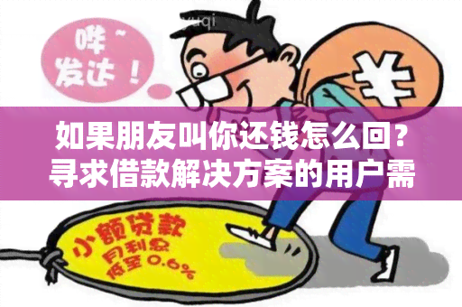 如果朋友叫你还钱怎么回？寻求借款解决方案的用户需求